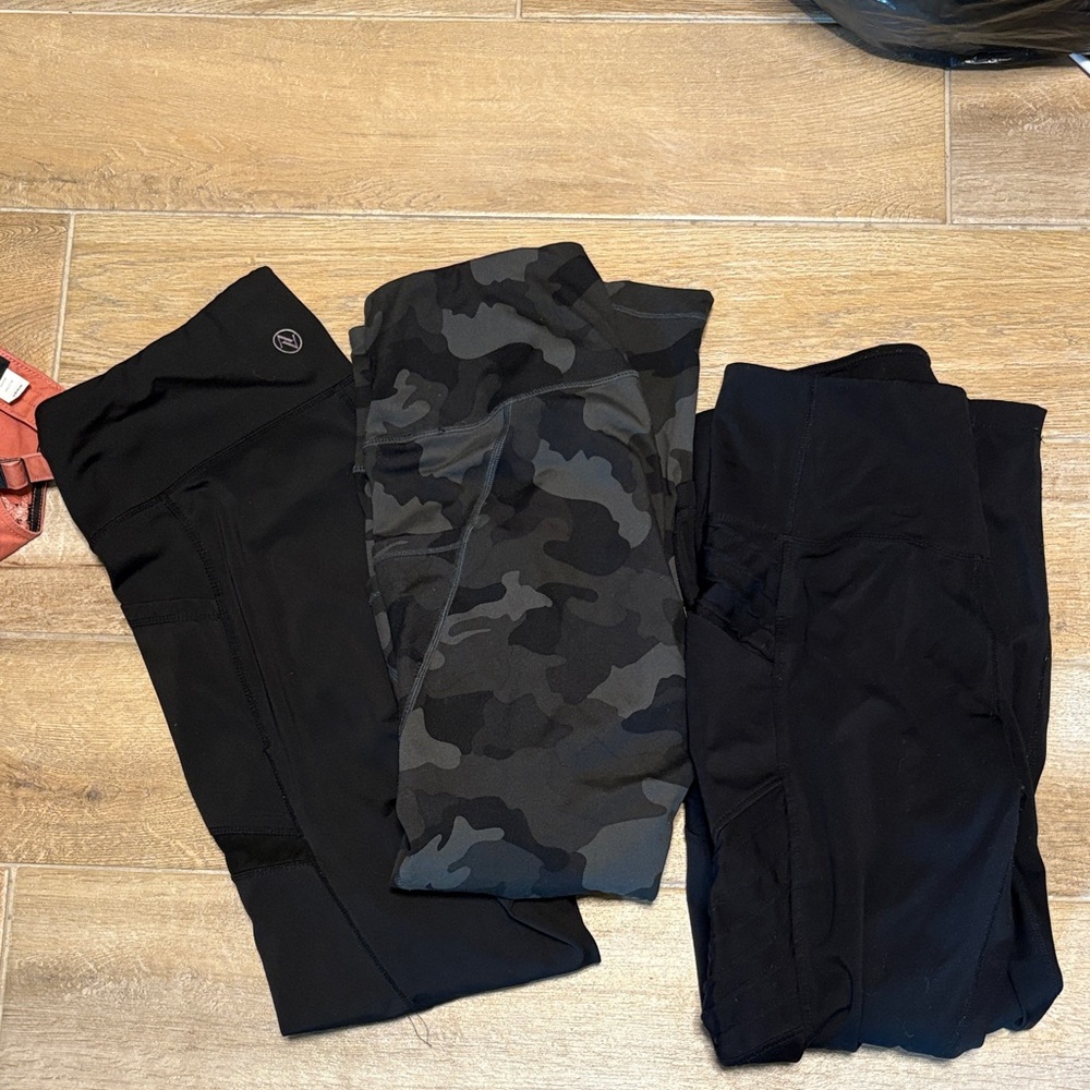 Kids Black and Gray Camo Active Leggings - Brand Not Visible